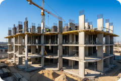 Completed structural steel framework for a commercial build in Johannesburg