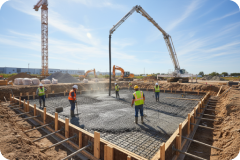 Completed reinforced concrete structure for a mixed-use development
